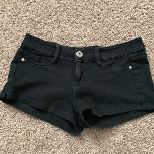 Black stretch jean style shorts